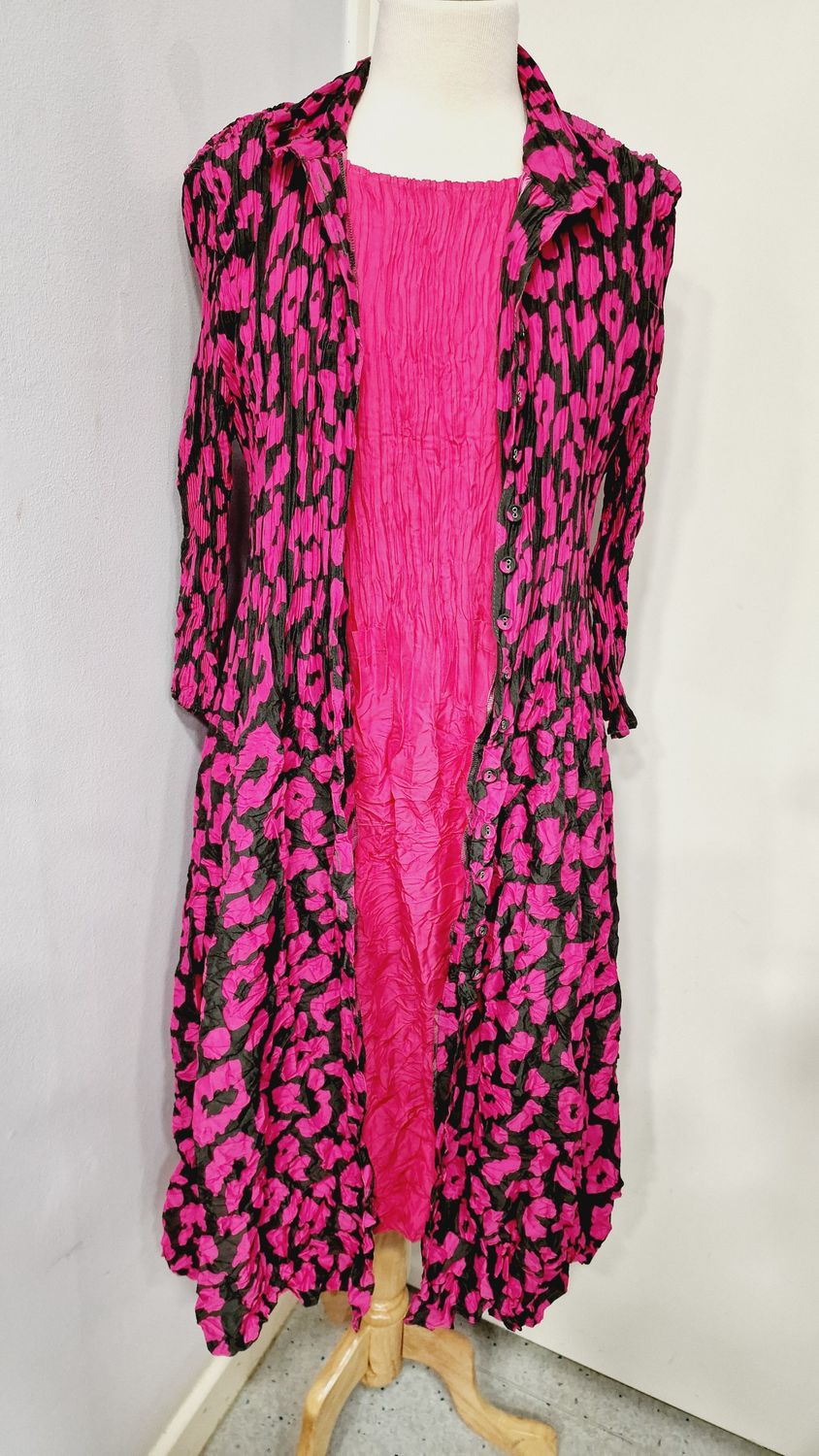 ALQUEMA NEHRU COAT-DRESS PINK LEOPARD