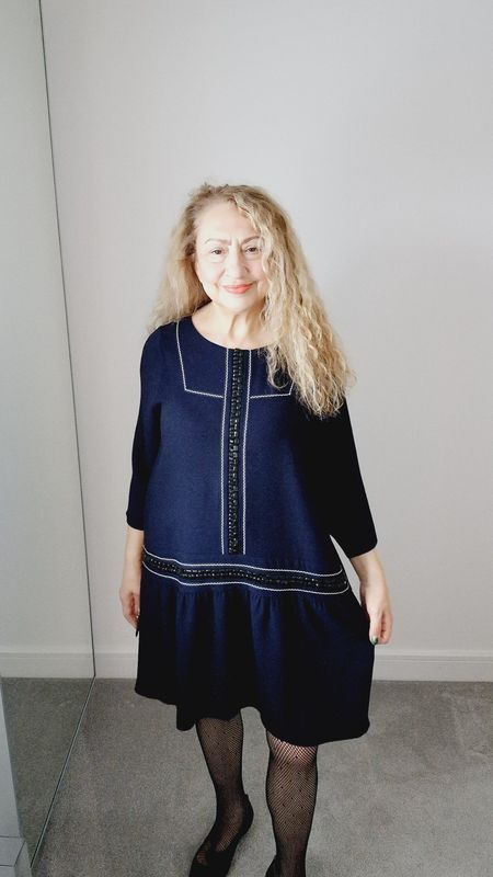 BLEU BLANC ROUGE NAVY DRESS WITH EMBELLISHMENT