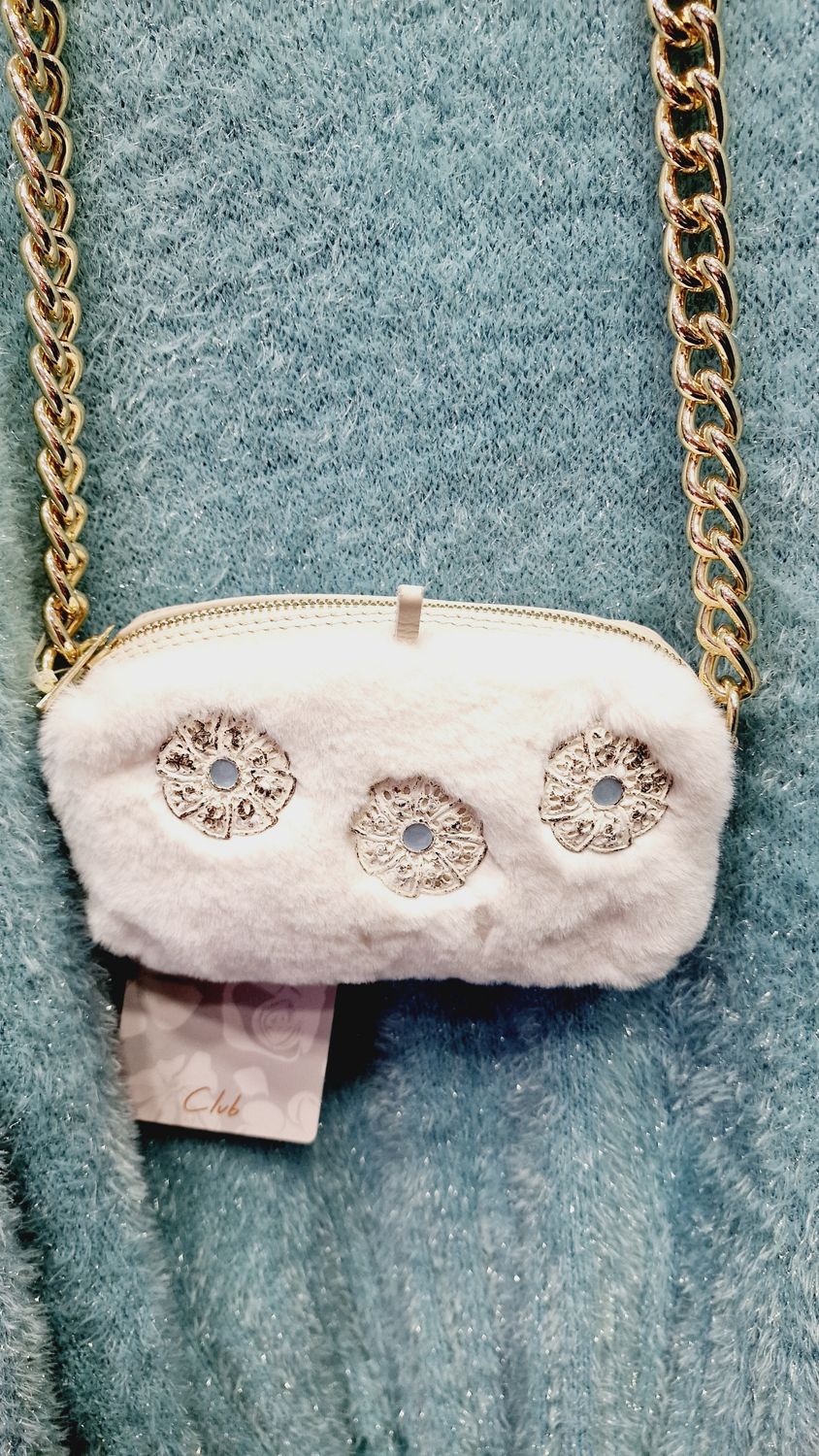 ELISA CAVALETTI LEATHER/FAUX FUR HANDBAG