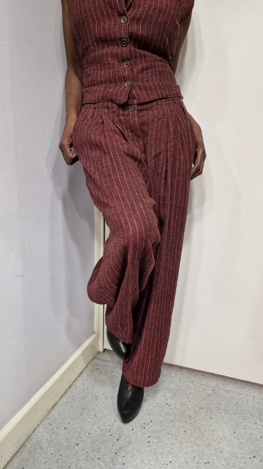 EWAIWALLA PINSTRIPE TROUSERS BOTVI