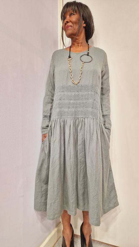 EWAIWALLA DRESS BODIL PINE-GREEN