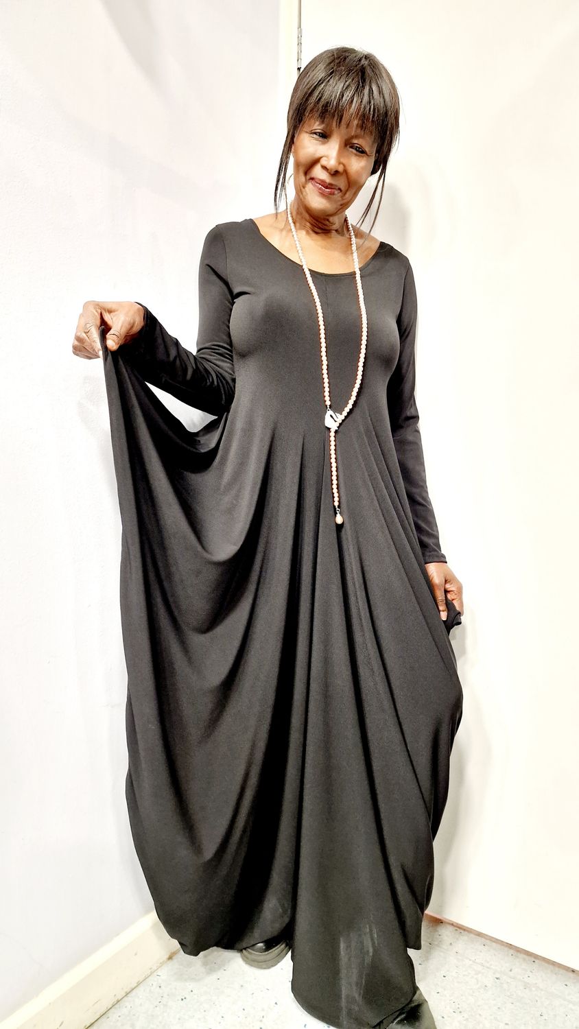 MASHIAH SOFT DRAPE BLACK DRESS