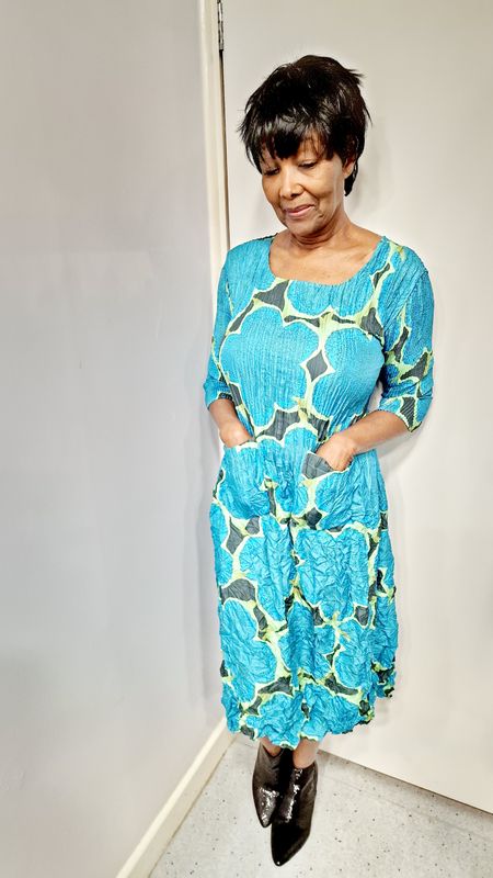 ALQUEMA SMASH DRESS 3/4 SLEEVES-FLOWER MAP