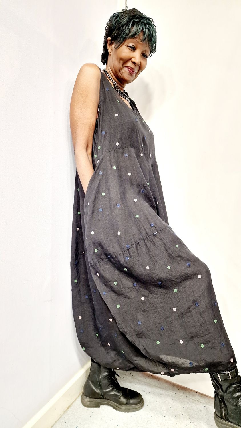 PRIVATSACHEN LINEN DRESS CARELIGHT-KAVIAR