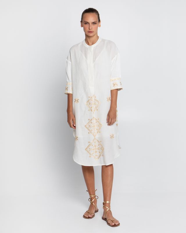 GREEK ARCHAIC KORI DRESS BUTTONED