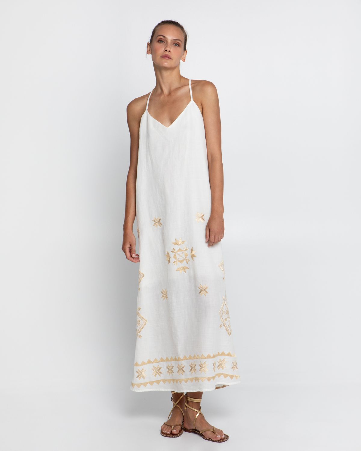 GREEK ARCHAIC KORI MAXI DRESS-LEFKADA STRAPS-OPEN BACK