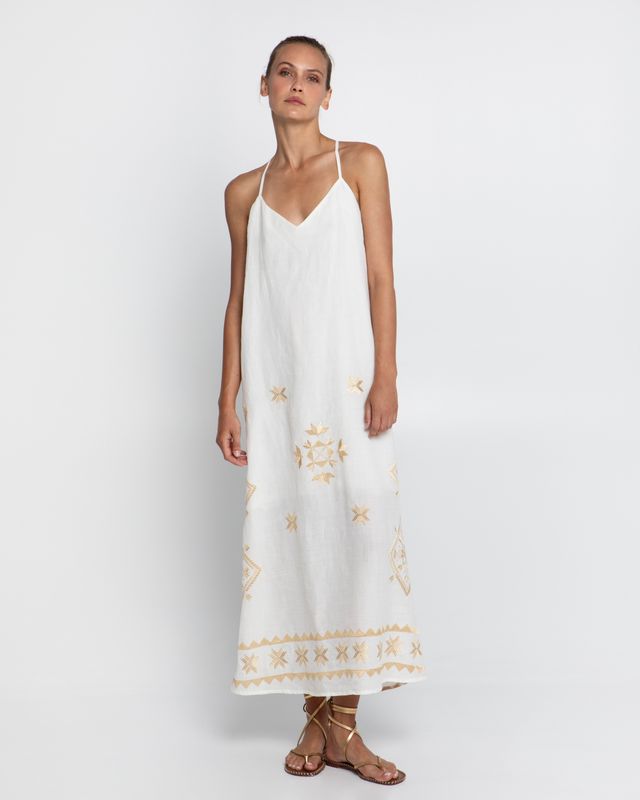 GREEK ARCHAIC KORI MAXI DRESS-LEFKADA STRAPS-OPEN BACK