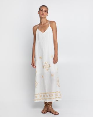 GREEK ARCHAIC KORI MAXI DRESS-LEFKADA STRAPS-OPEN BACK