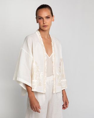 GREEK ARCHAIC KORI KIMONO JACKET -NATURAL/GOLD