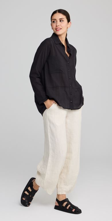 LUUKAA LOOSE CUT LINEN TROUSERS-LIGHT CREAM