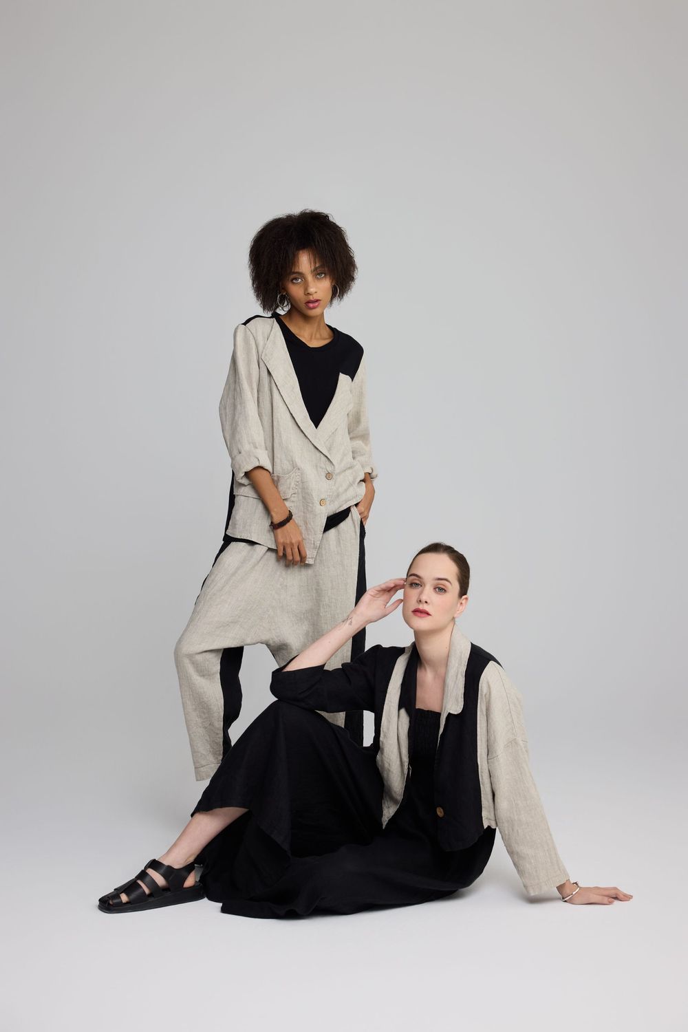 LUUKAA TWO TONES LINEN JACKET