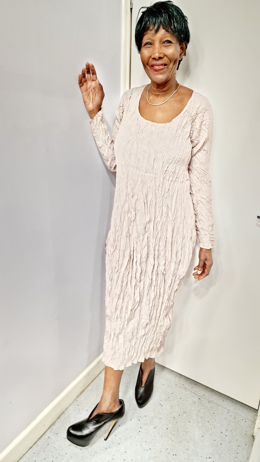 PRIVATSACHEN CRUSH SILK DRESS REGEN-KIESEL