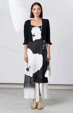 ELISA CAVALETTI BLACK AND WHITE LONG DRESS