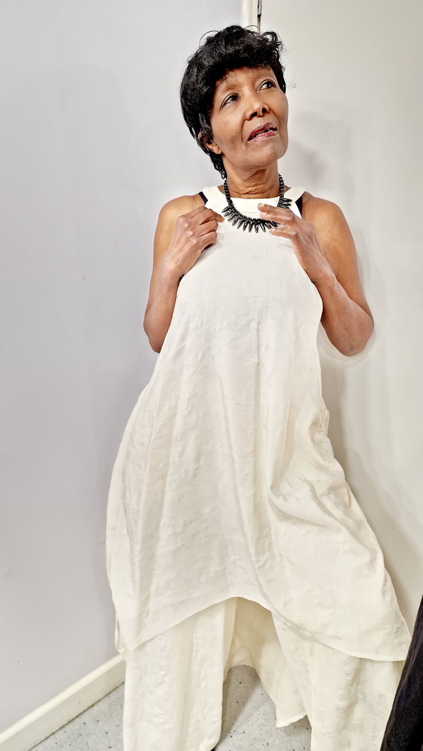 LA HAINE INSIDE US ALTER NECK DRESS-ECRU