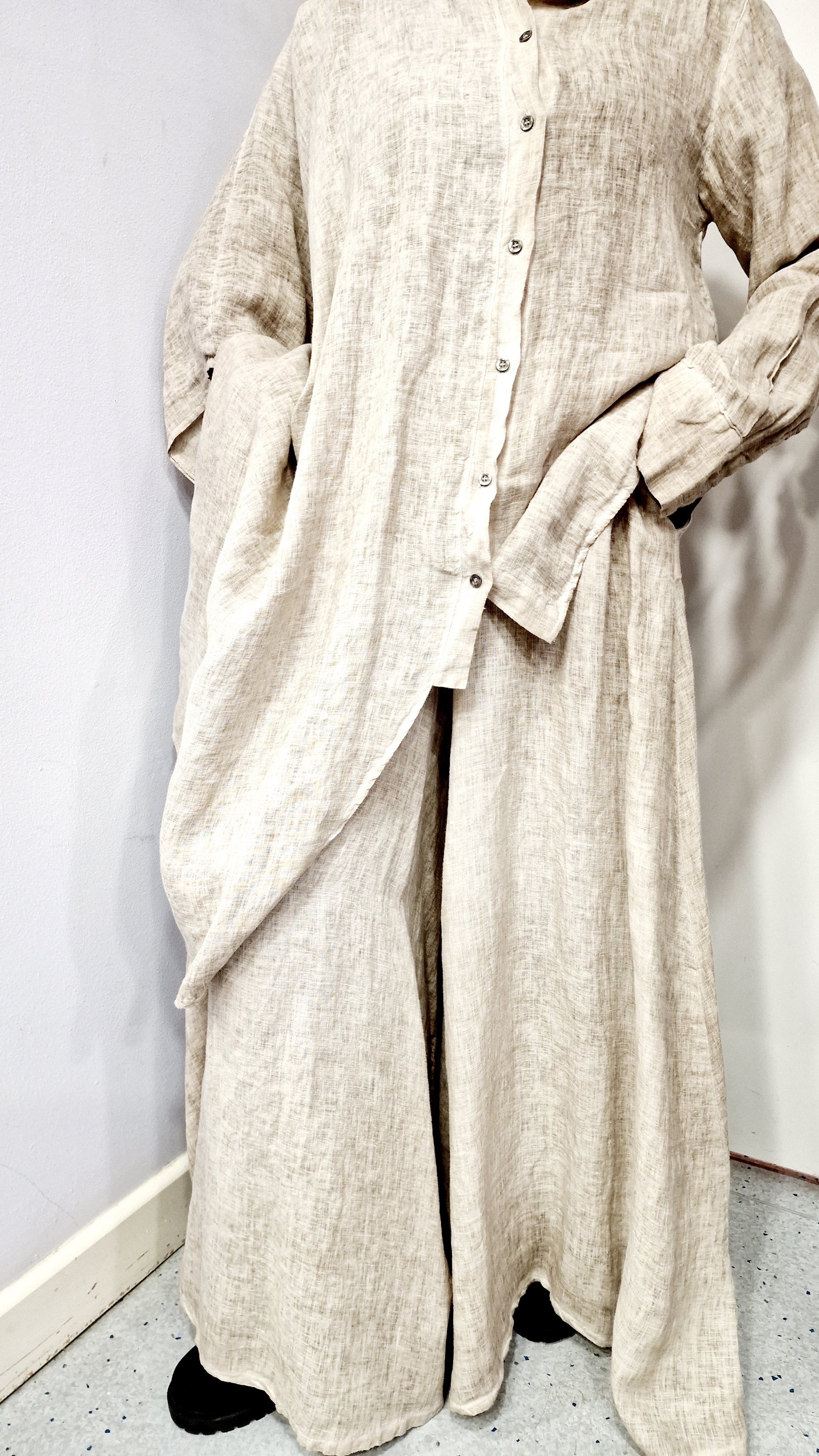 LA HAINE INSIDE US WIDE LEG LINEN TROUSERS-SAND