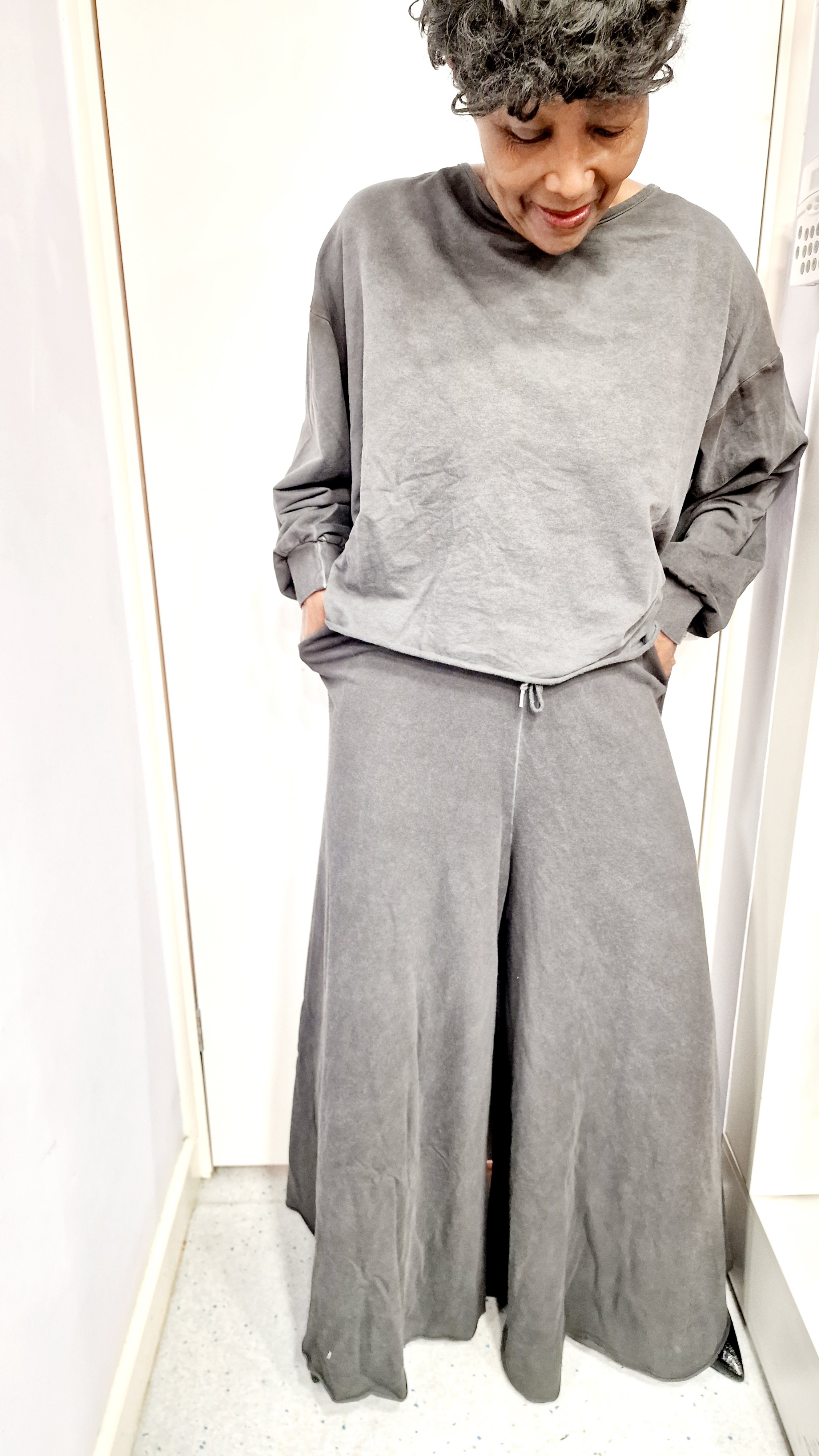LA HAINE INSIDE US WIDE LEG COTTON TROUSERS-GREY
