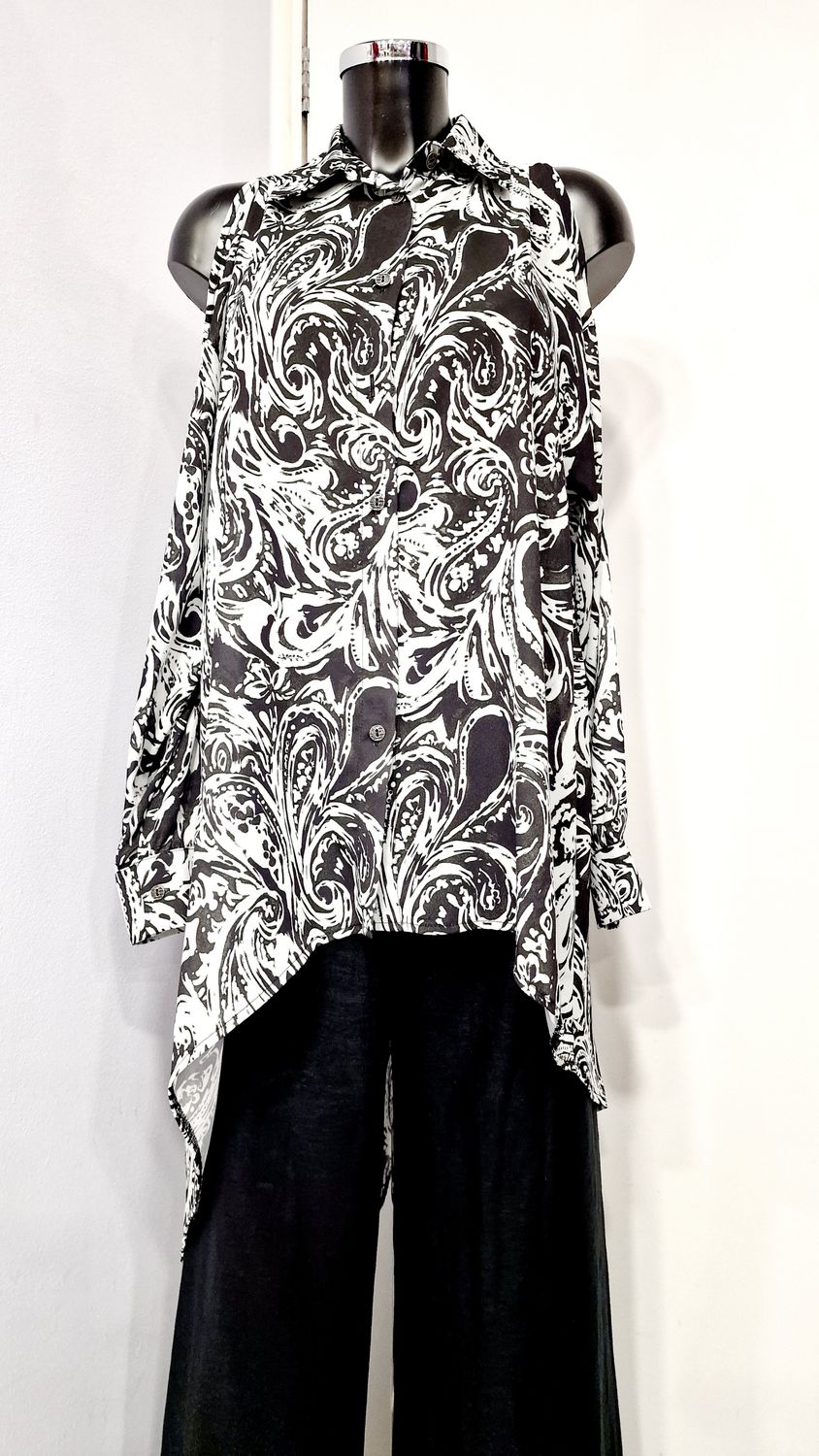 LA HAINE INSIDE US ASYMMETRIC SHIRT-BLACK/WHITE
