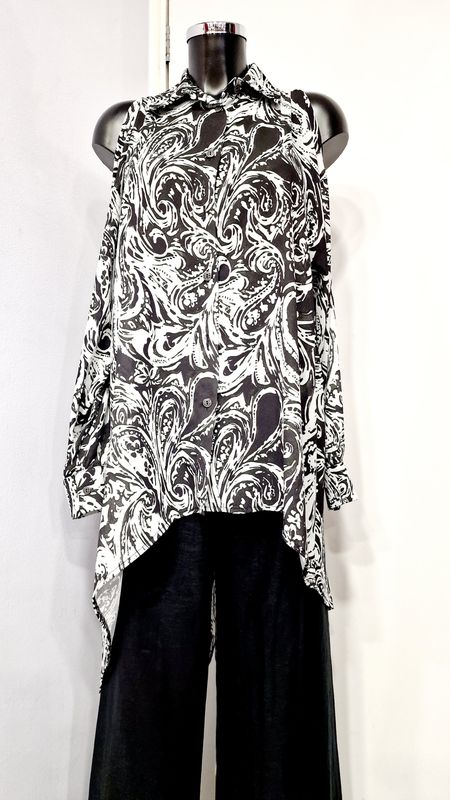 LA HAINE INSIDE US ASYMMETRIC SHIRT-BLACK/WHITE