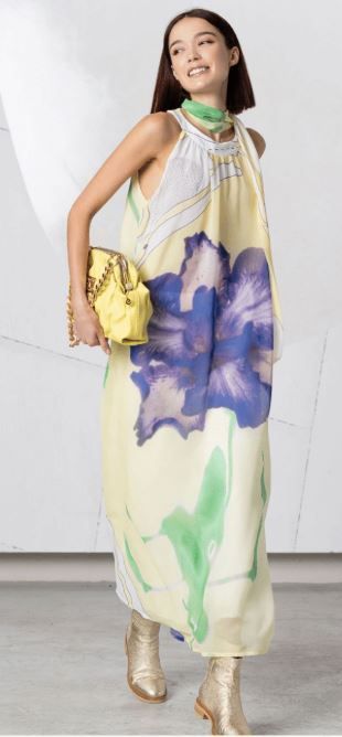 ELISA CAVALETTI MAXI DRESS-YELLOW/PURPLE