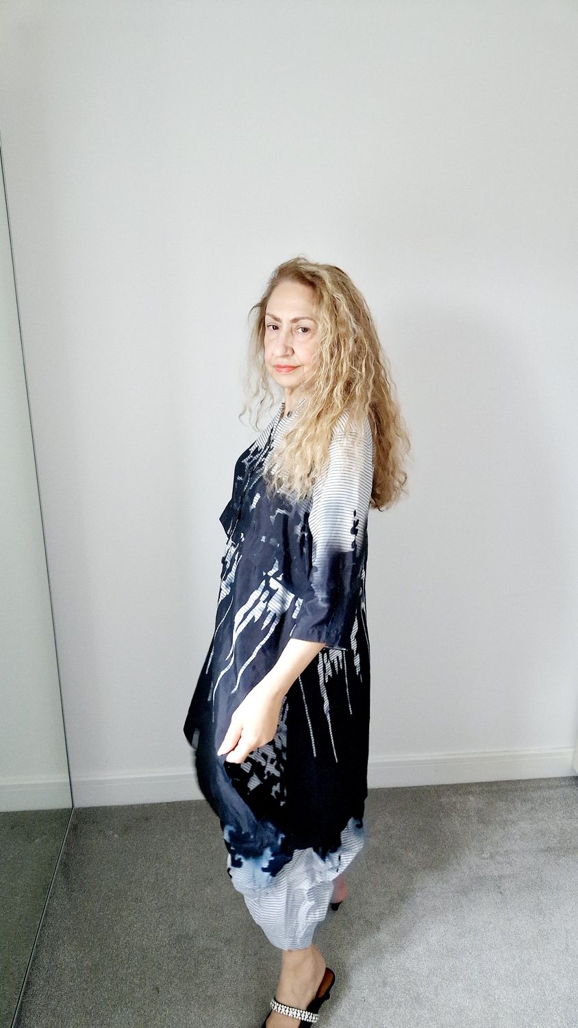 KAMUFLAGE BLOUSE BLACK-WHITE
