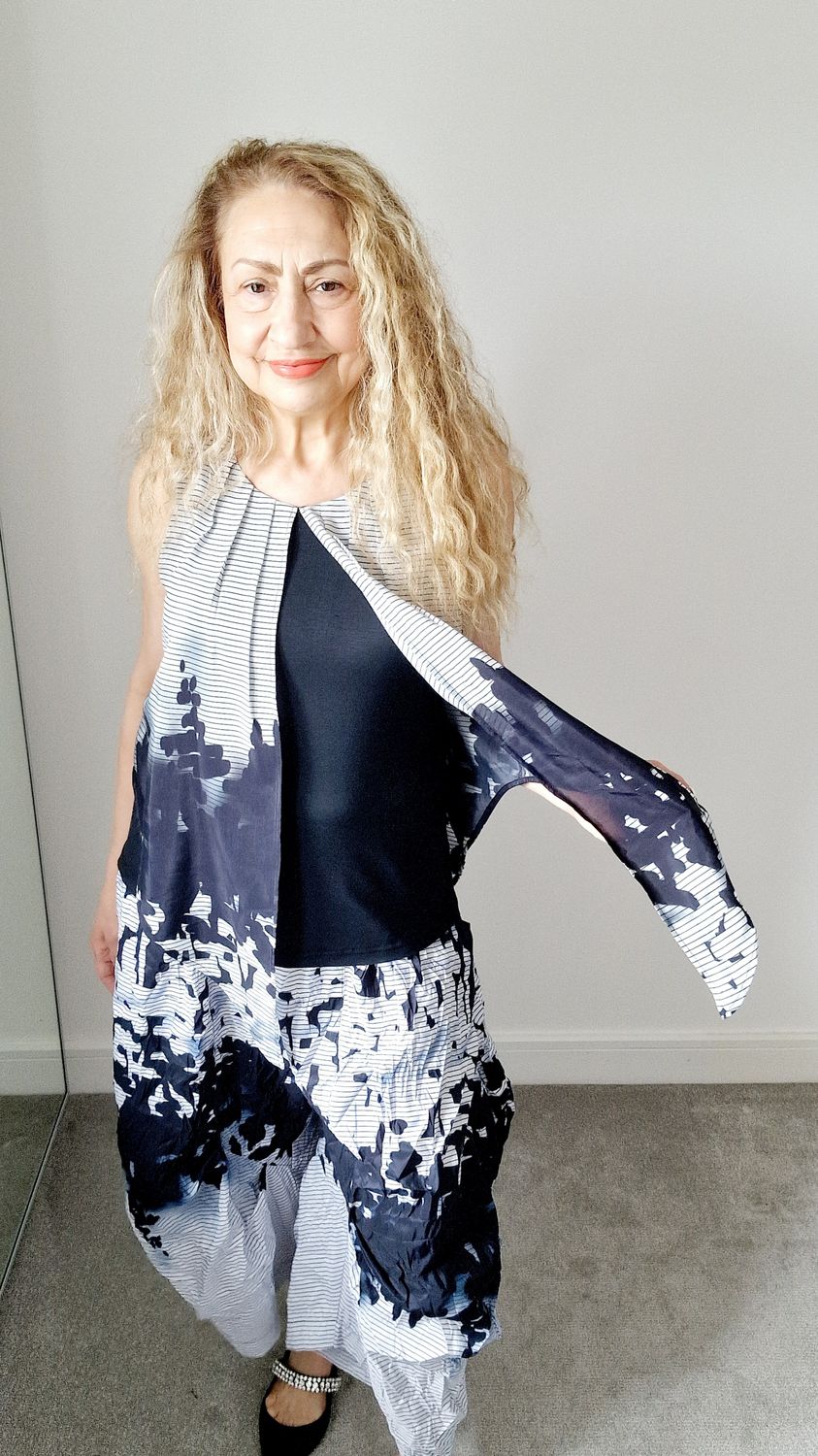 KAMUFLAGE DOUBLE LAYERED TOP BLACK-WHITE