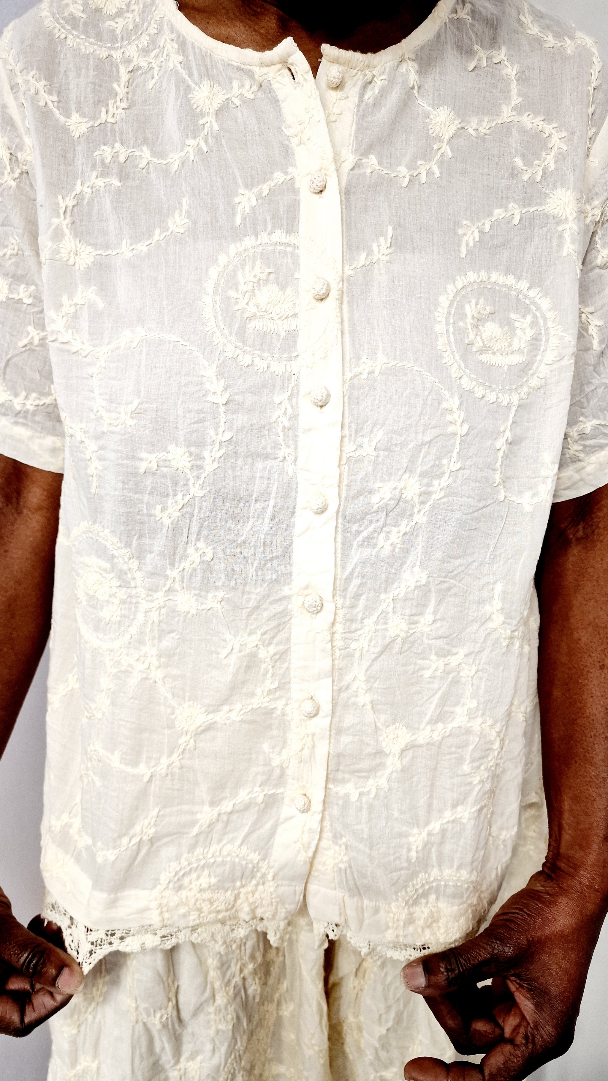 EWAIWALLA CREAM BLOUSE-GUN