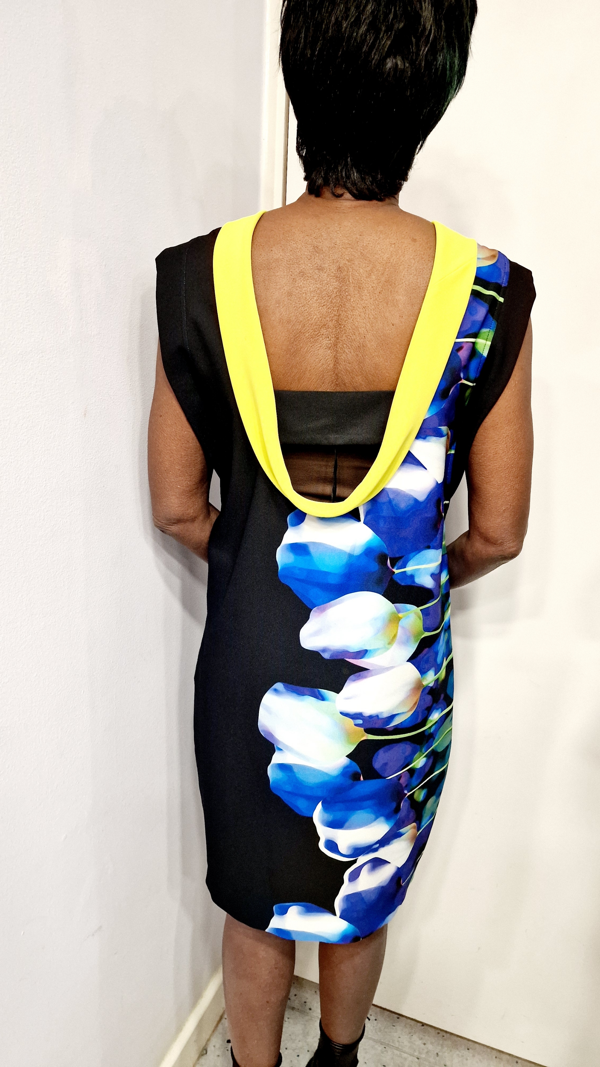 BLEU BLANC ROUGE DRESS-BLACK/BLUE PRINT