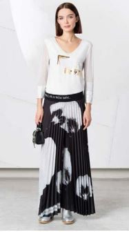 ELISA CAVALETTI PLEATED TROUSERS-BLACK/OFF-WHITE