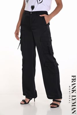 FRANK LYMAN SILKY COMBACT STYLE TROUSERS-BLACK