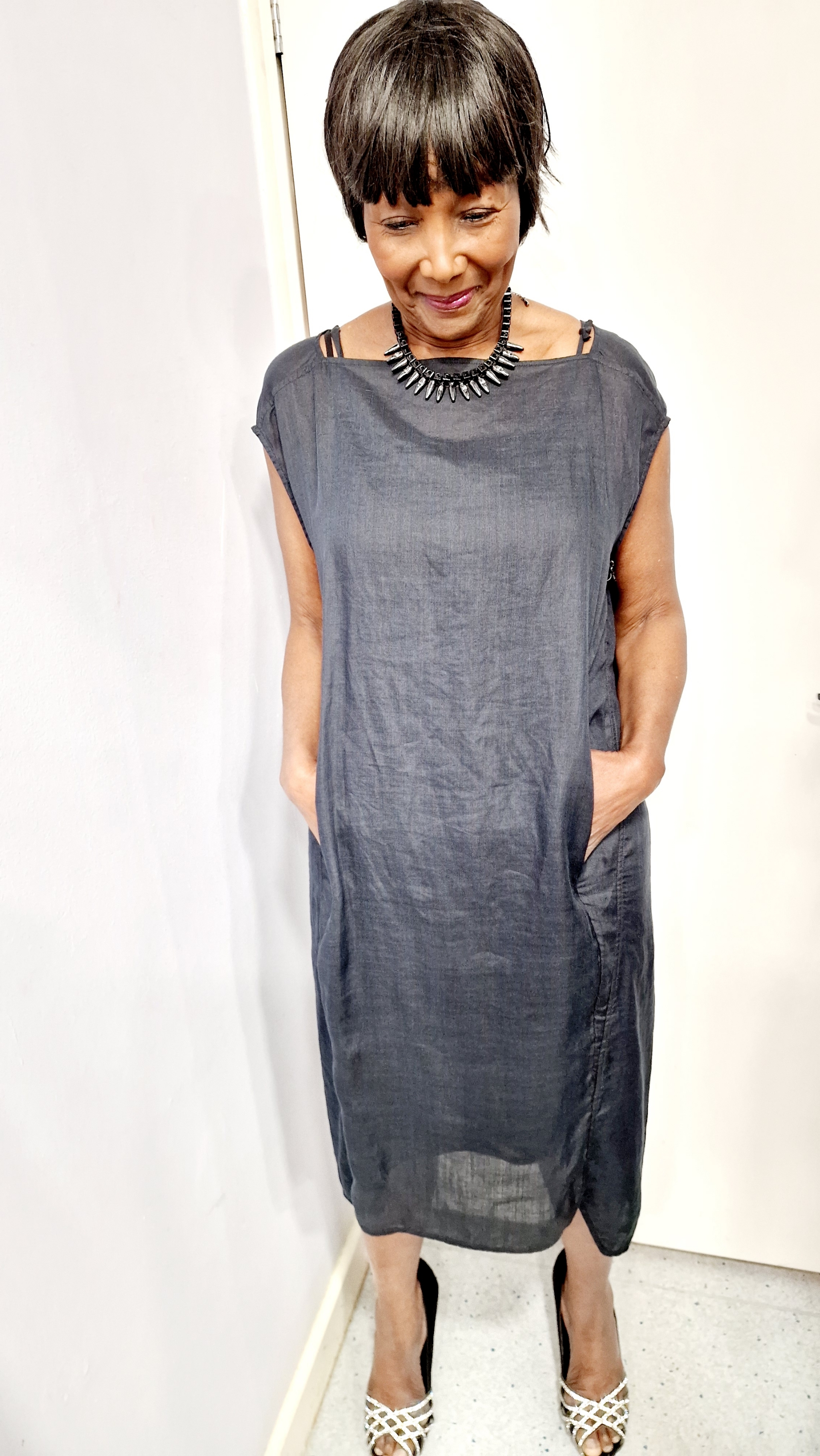 ANNETTE GORTZ BLACK MIDI DRESS