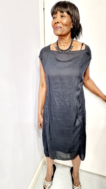 ANNETTE GORTZ BLACK MIDI DRESS