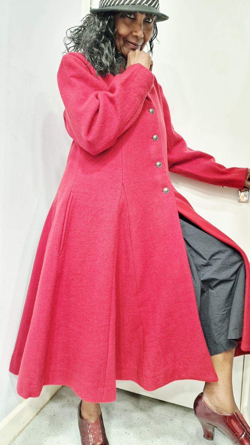 EWAIWALLA WOOL LONG COAT MAJROS-RED