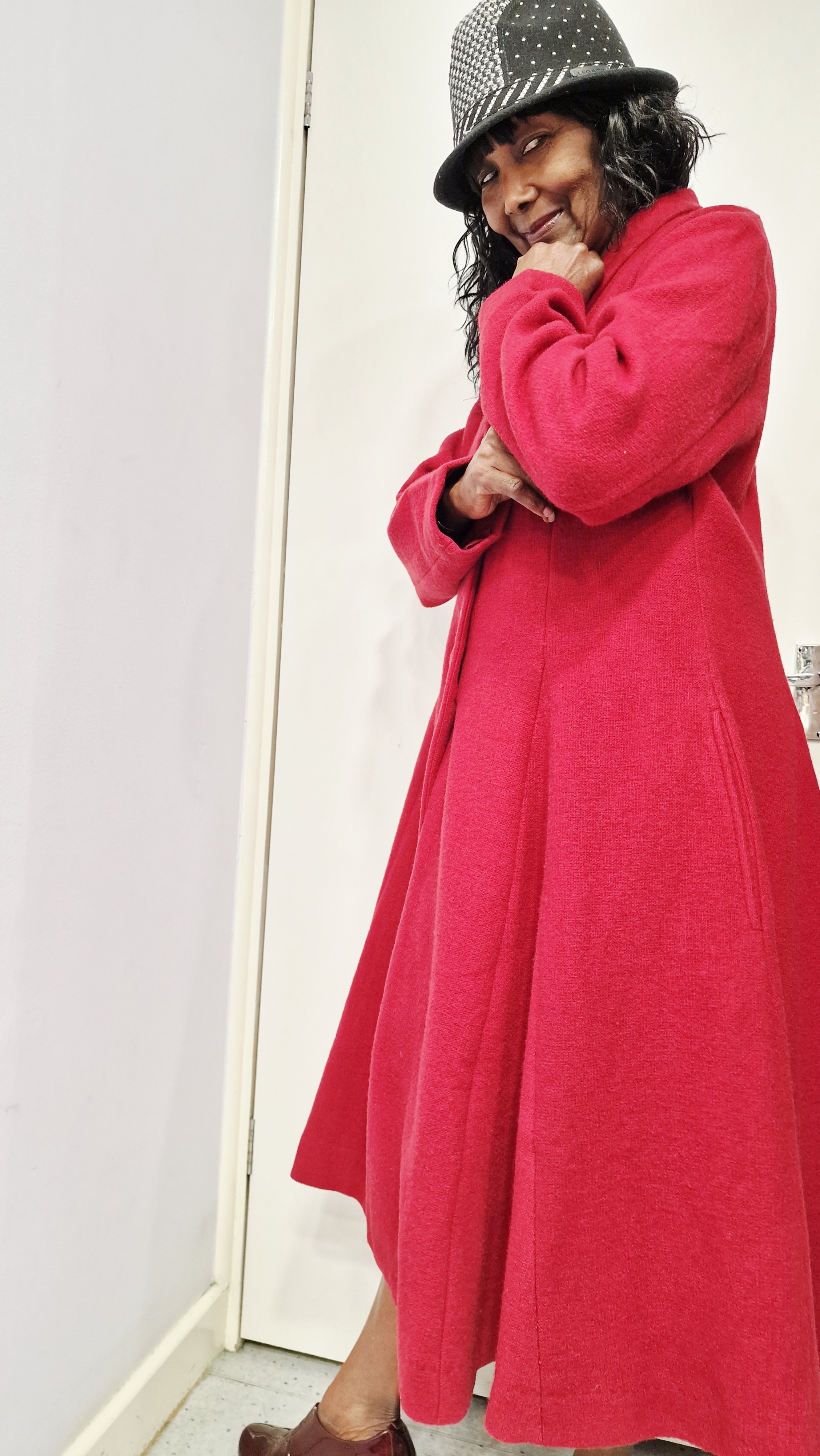 EWAIWALLA WOOL LONG COAT MAJROS-RED