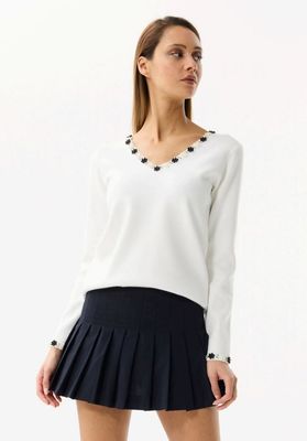 LEO&UGO JUMPER WITH PEARL'S EMBELLISHMENT LEO&UGO JUMPER WITH PEARL'S EMBELLISHMENT