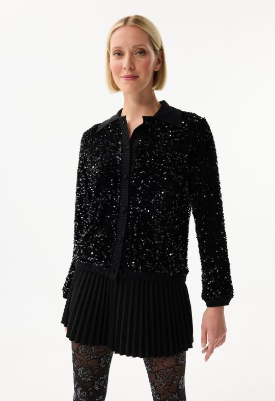LEO&UGO BLACK BEADED CARDIGAN/JACKET