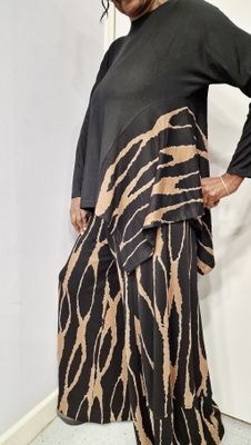 ALEMBIKA ASYMMETRICAL TUNIC TOP-BLACK/BROWN