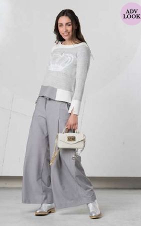 ELISA CAVALETTI WIDE LEG TROUSERS(LIGHT GREY)