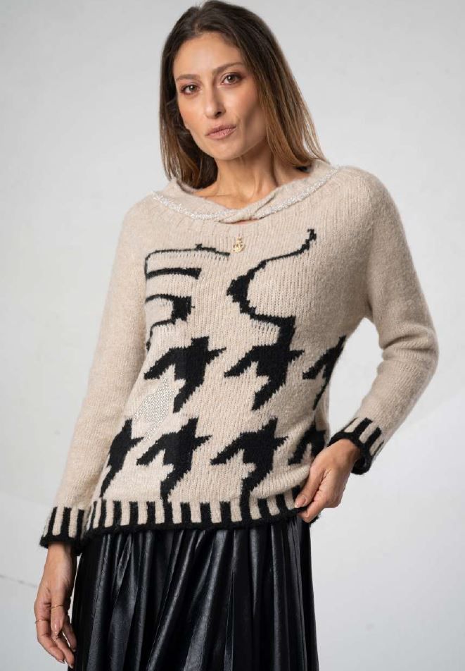 ELISA CAVALETTI KNITTED JUMPER-BEIGE