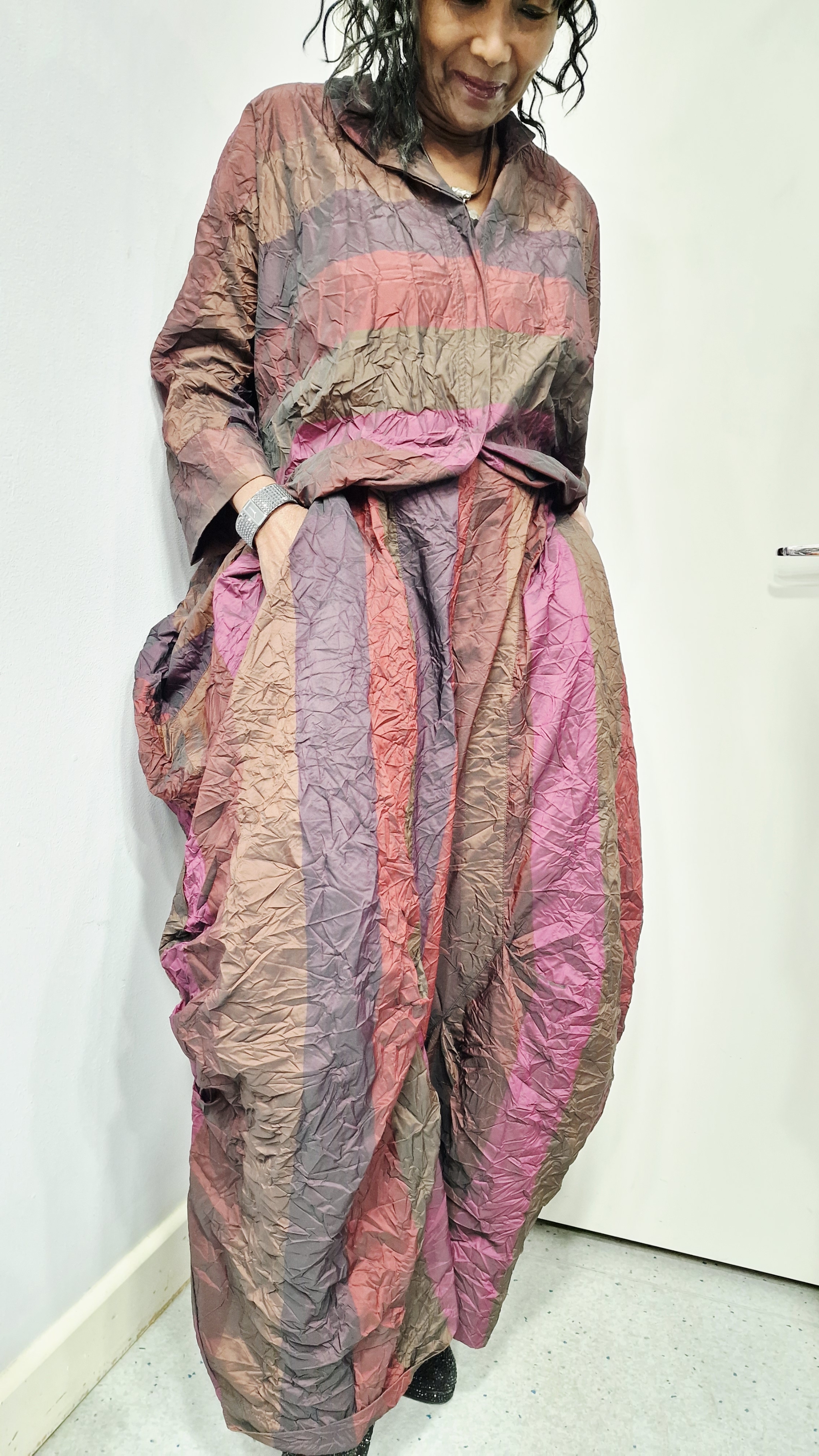 KAMUFLAGE COCOON STYLE TROUSERS-LARGE STRIPES