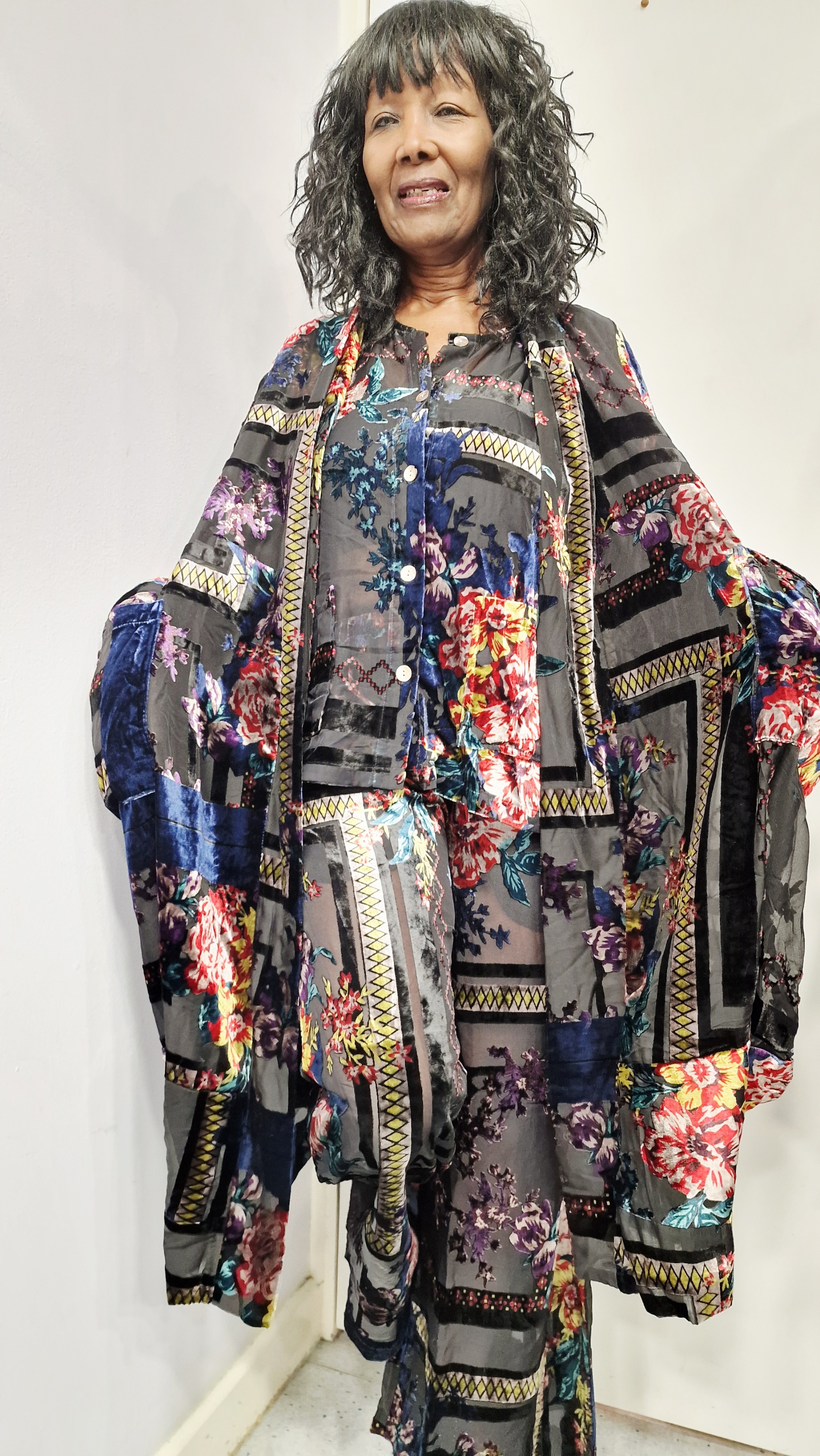 THANNY SILK MULTI PRINT COAT