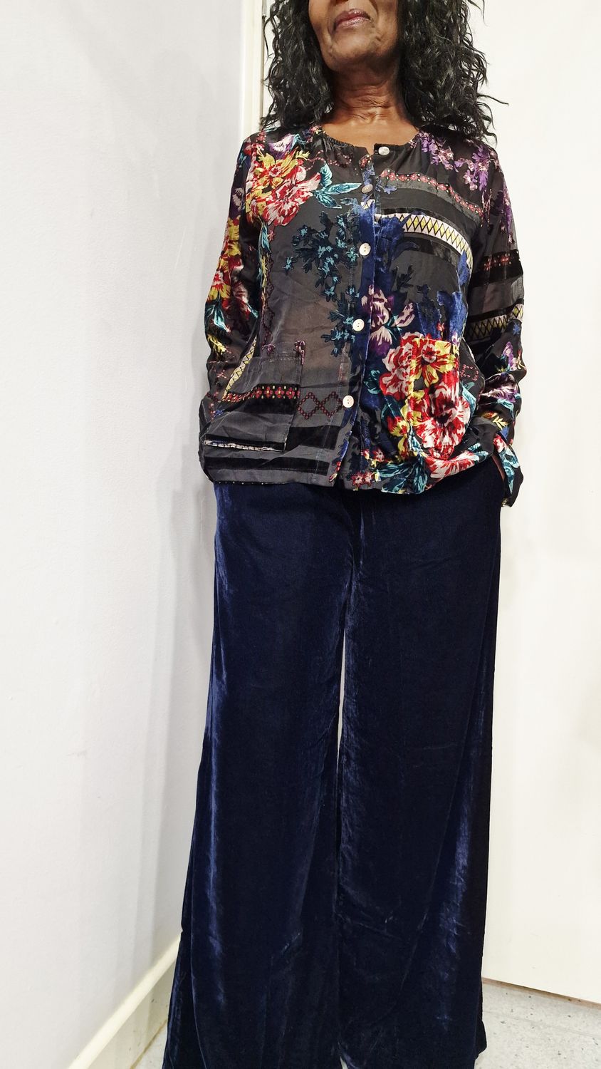 THANNY VELVET TROUSERS-MIDNIGHTBLUE