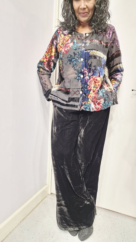 THANNY VELVET TROUSERS-BLACK