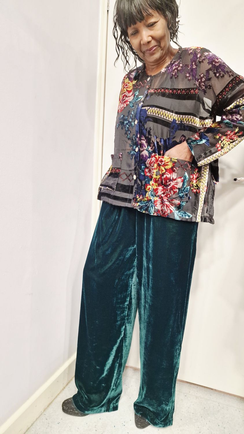 THANNY VELVET TROUSERS-PETROL THANNY VELVET TROUSERS-PETROL