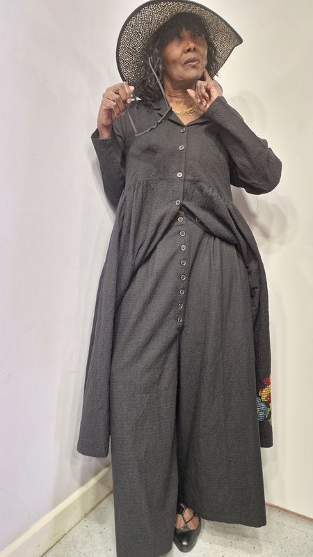 EWAIWALLA CULOTTES STYLE TROUSERS-BIM-BLACK