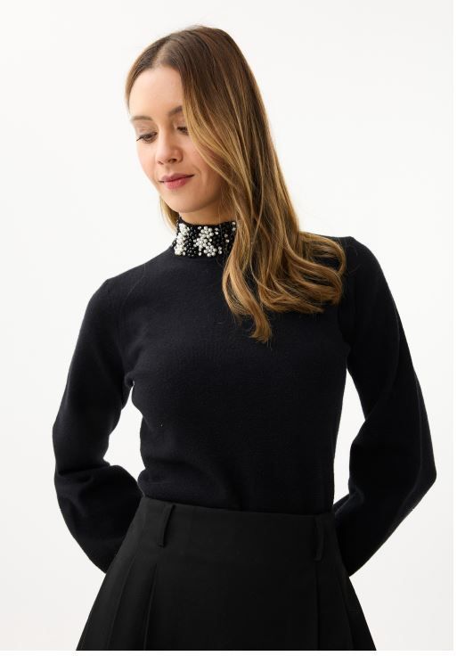 LEO&UGO JUMPER WITH PEARL'S EMBELLISHMENT