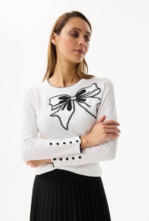 LEO&UGO JUMPER WITH BOW EMBELLISHMENT