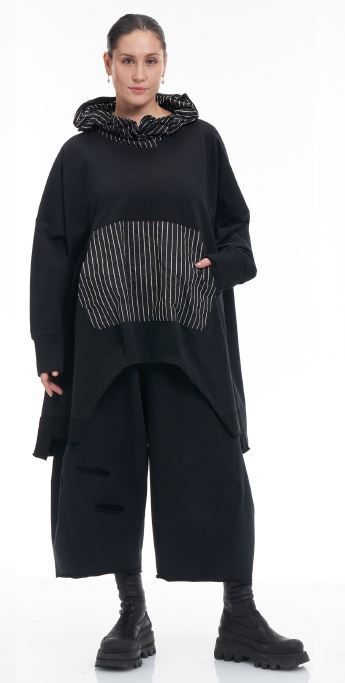 KAMUFLAGE OVERSIZED SWEATSHIRT-BLACK/STRIPES KAMUFLAGE OVERSIZED SWEATSHIRT-BLACK/STRIPES