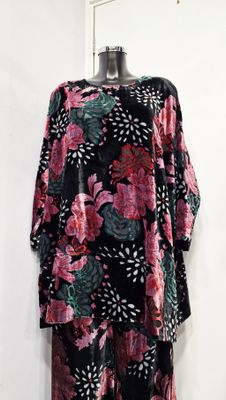 THANNY SILK/VELVET OVERSIZED TUNIC-FLOWERS PRINT THANNY SILK/VELVET OVERSIZED TUNIC-FLOWERS PRINT