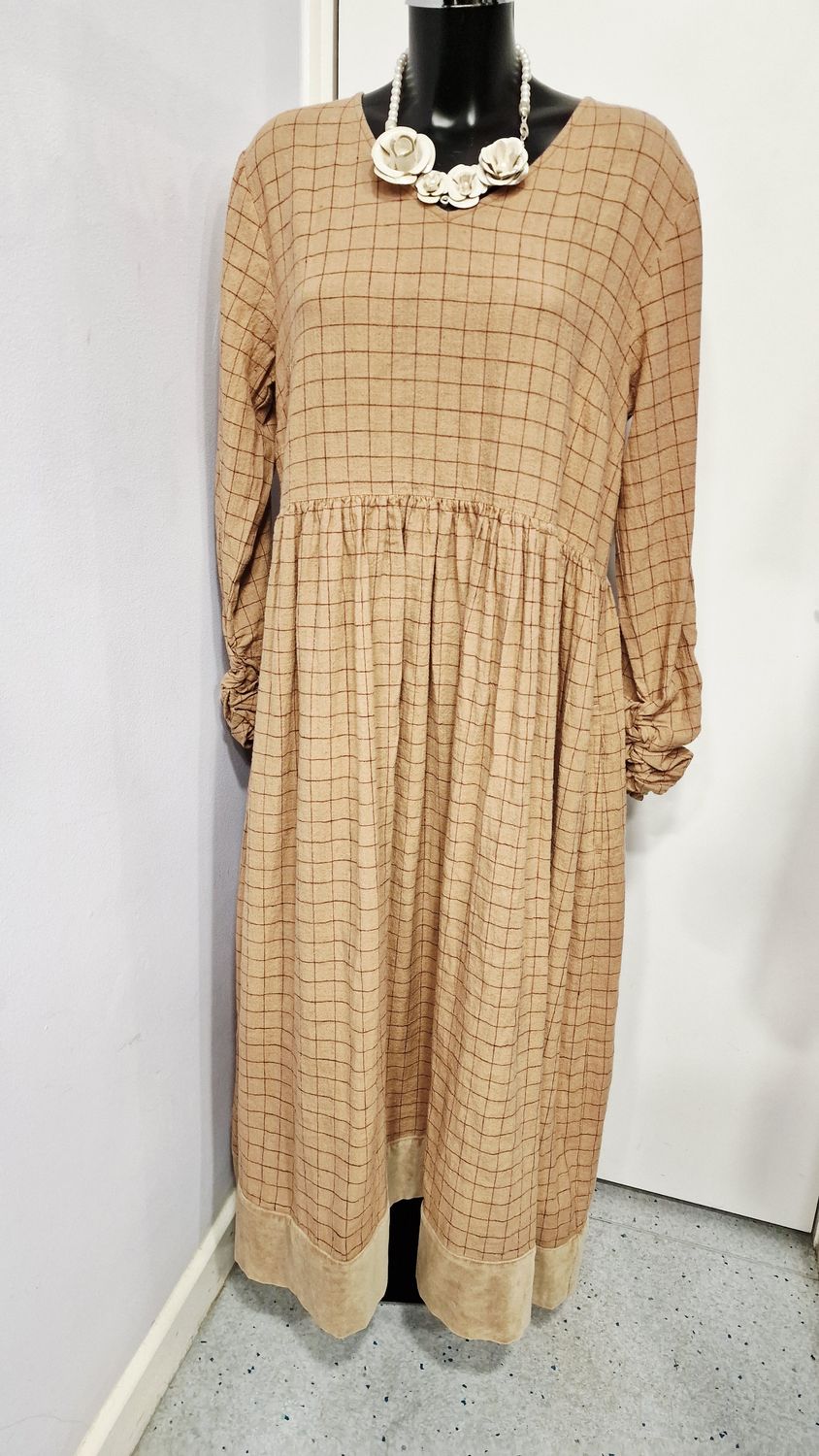 EWAIWALLA DRESS GRY-CINNAMON EWAIWALLA DRESS GRY-CINNAMON