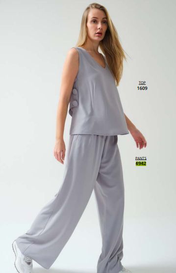 CARACLAN WIDE LEG TROUSERS LIGHT GREY CARACLAN WIDE LEG TROUSERS LIGHT GREY